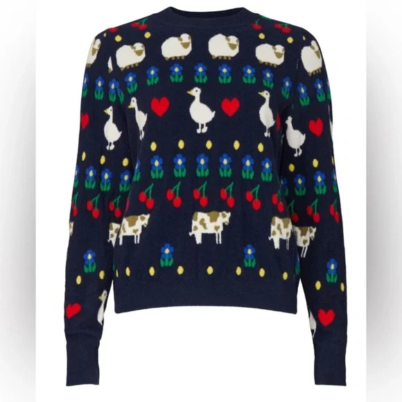 HVN Diana Fuzzy Brushed Intarsia Knit Animal Stripe Sweater - Picture 4 of 15